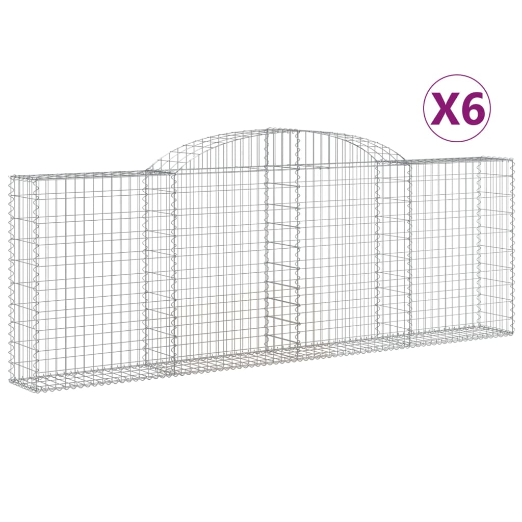 vidaXL Paniers à gabions arqués 6 pcs 300x30x100/120 cm fer galvanisé