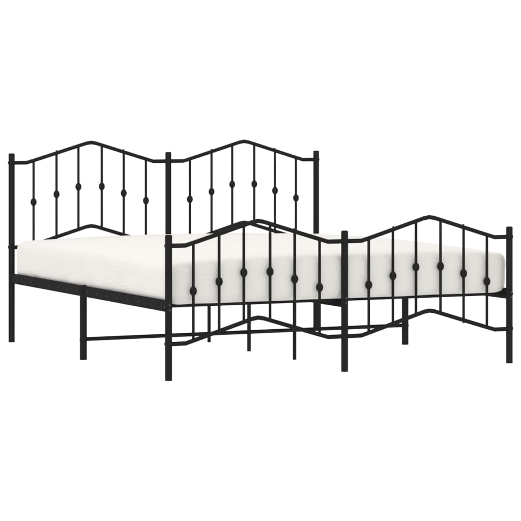 vidaXL Cadre de lit métal sans matelas avec pied de lit noir 183x213cm