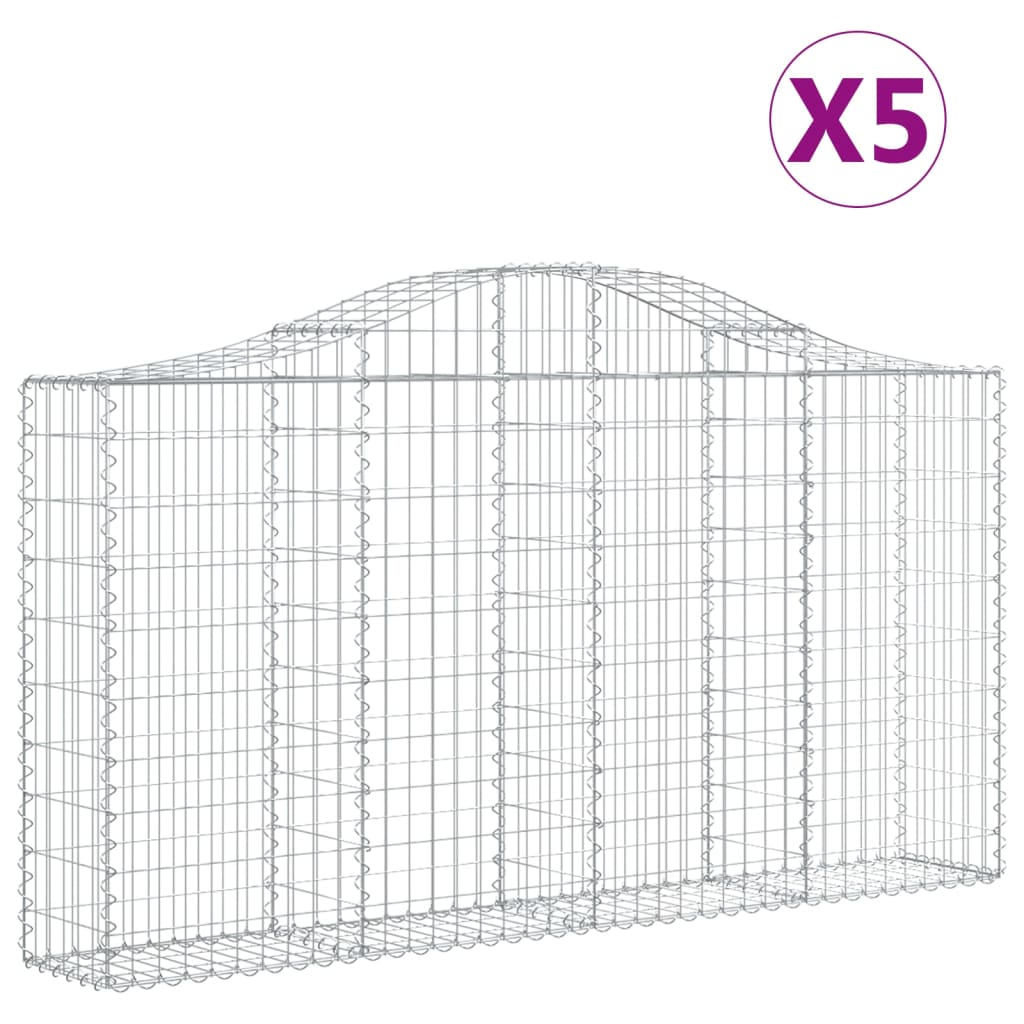 vidaXL Paniers à gabions arqués 5 pcs 200x30x100/120 cm Fer galvanisé