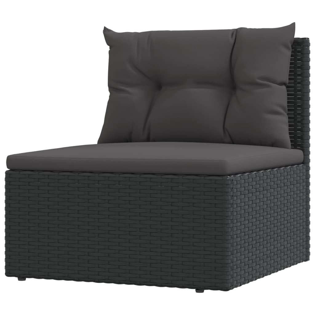 vidaXL Salon de jardin 7 pcs avec coussins Noir Résine tressée