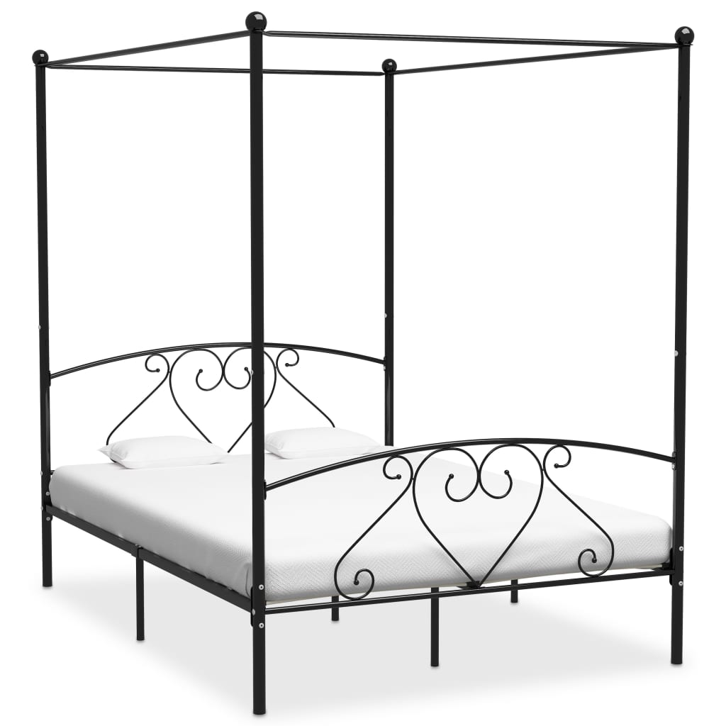 vidaXL Cadre de lit sans matelas avec baldaquin noir 140x200 cm métal