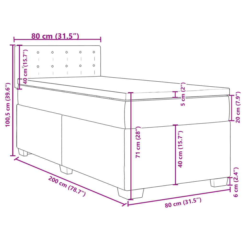 vidaXL Sommier à lattes de lit avec matelas Cappuccino 80x200 cm