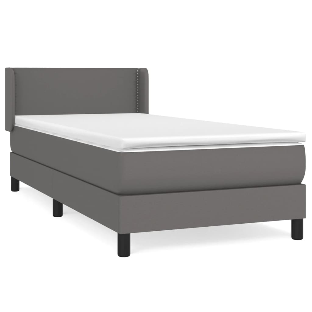 vidaXL Sommier à lattes de lit avec matelas Gris 90x200 cm Similicuir