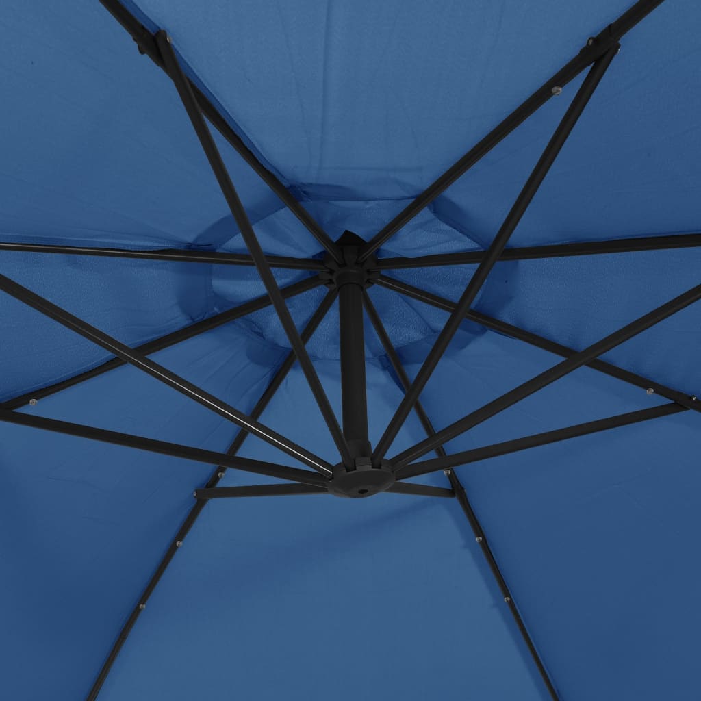 vidaXL Parasol déporté avec lumières LED Bleu azuré 350 cm