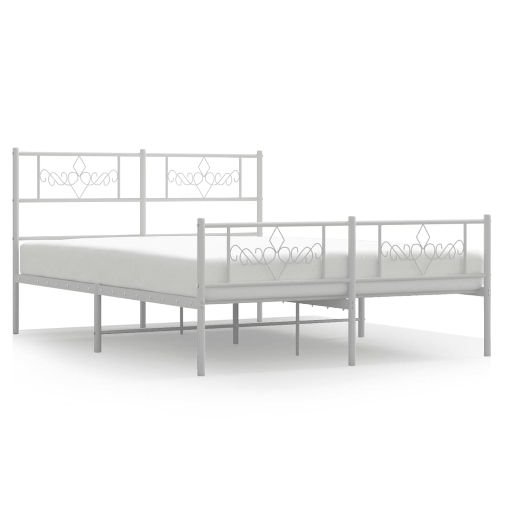 vidaXL Cadre de lit métal sans matelas et pied de lit blanc 150x200 cm