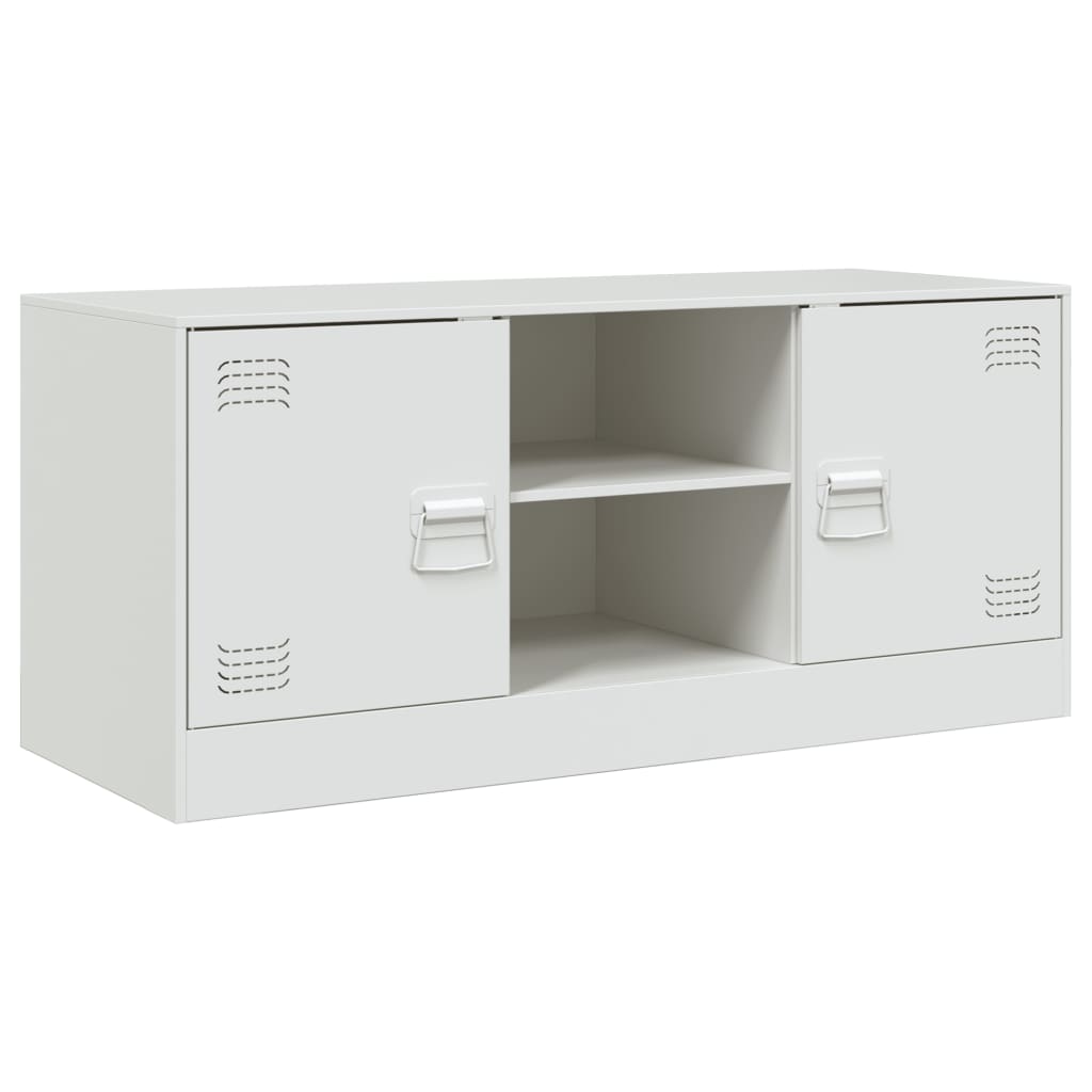 vidaXL Meuble TV blanc 99x39x44 cm acier