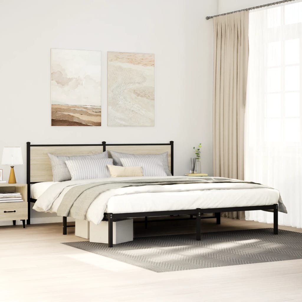 vidaXL Cadre de lit en métal sans matelas chêne sonoma 180x200 cm