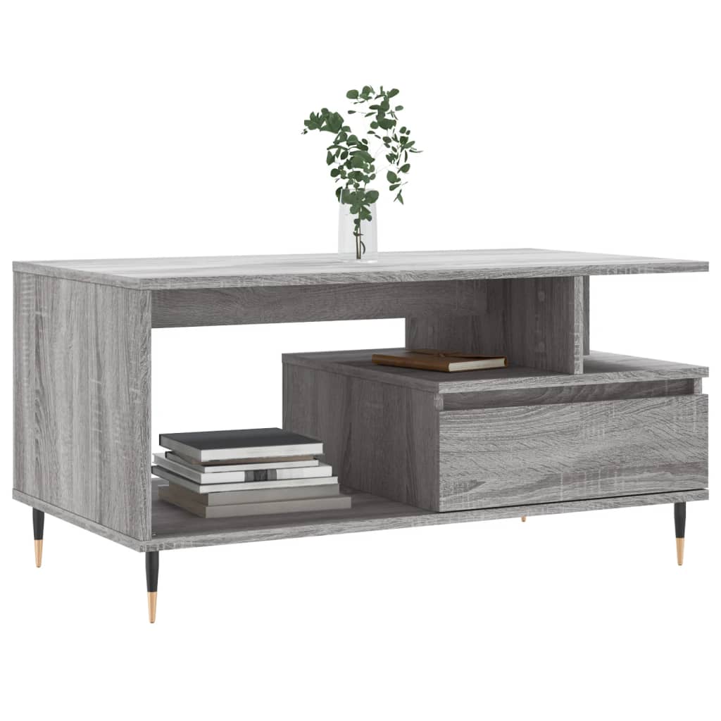 vidaXL Table basse Sonoma gris 90x49x45 cm Bois d'ingénierie