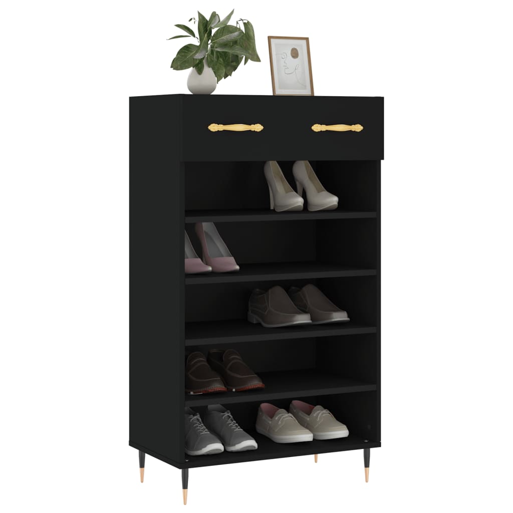 vidaXL Armoire à chaussures noir 60x35x105 cm bois d'ingénierie