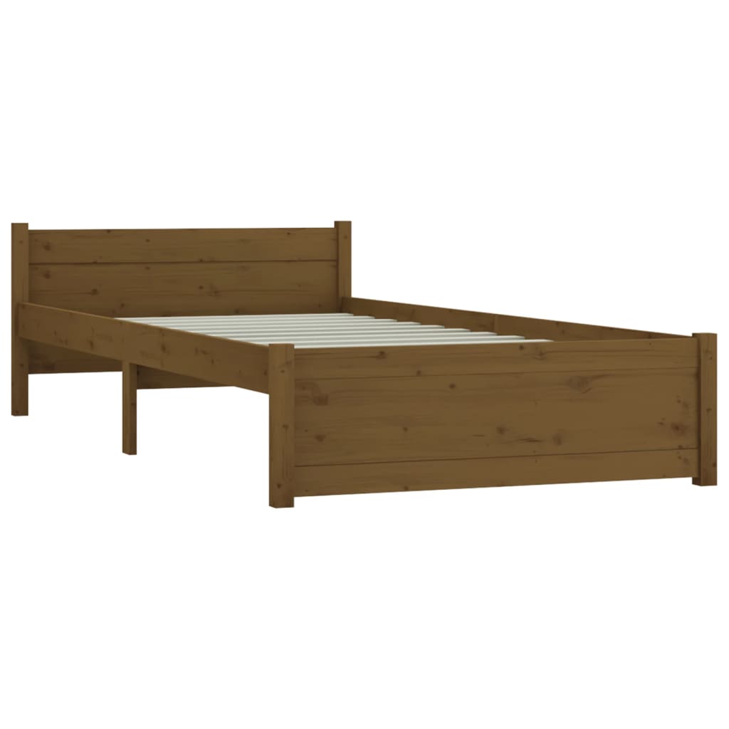 vidaXL Cadre de lit Marron miel Bois massif 75x190 cm Petit simple