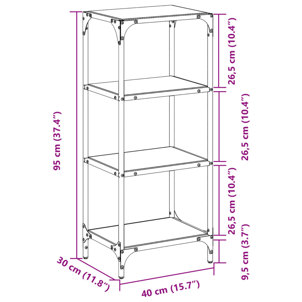 vidaXL Étagère de rangement avec dessus en verre transparent acier