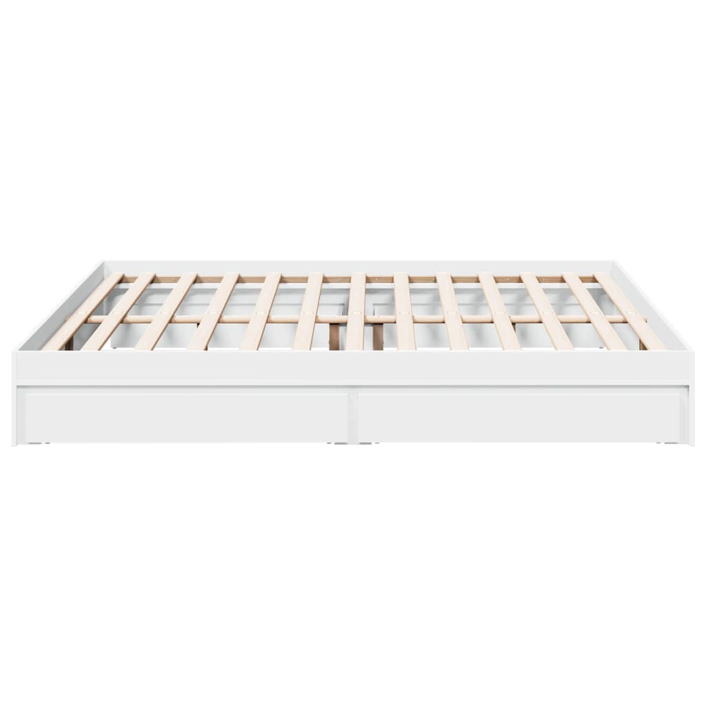 vidaXL Cadre de lit avec tiroirs sans matelas blanc 200x200 cm