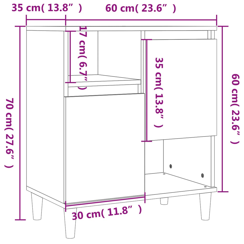 vidaXL Buffet Sonoma gris 60x35x70 cm Bois d'ingénierie