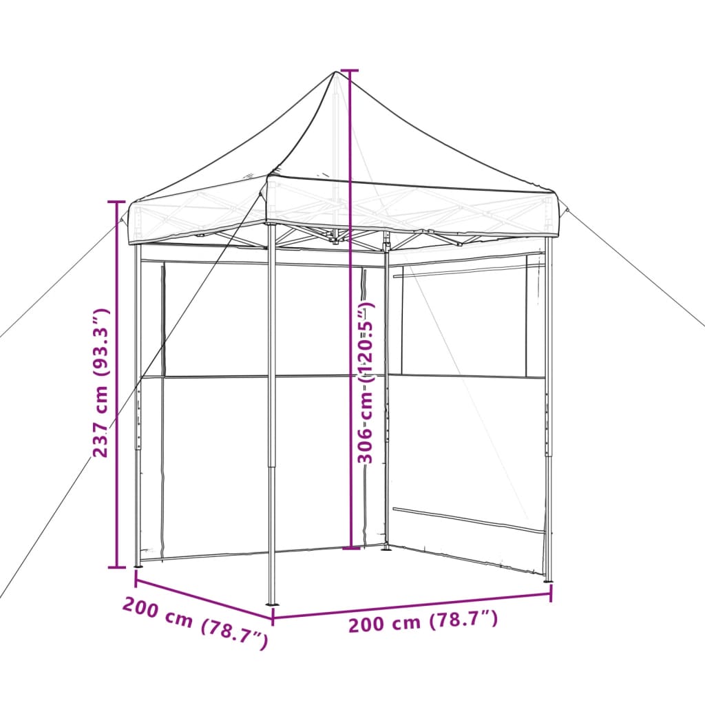 vidaXL Tente de réception pliable escamotable avec 2 parois latérales