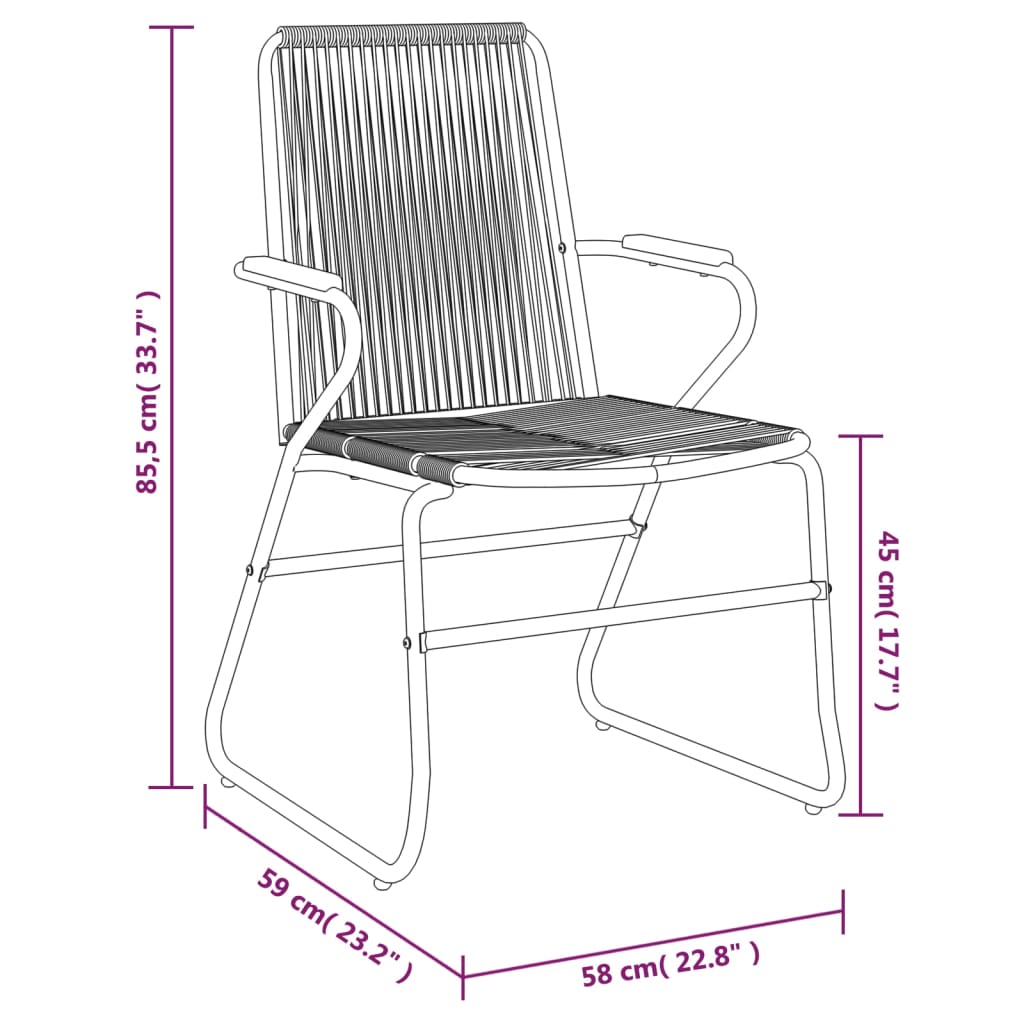 vidaXL Ensemble à manger de jardin 7 pcs Noir Rotin PVC