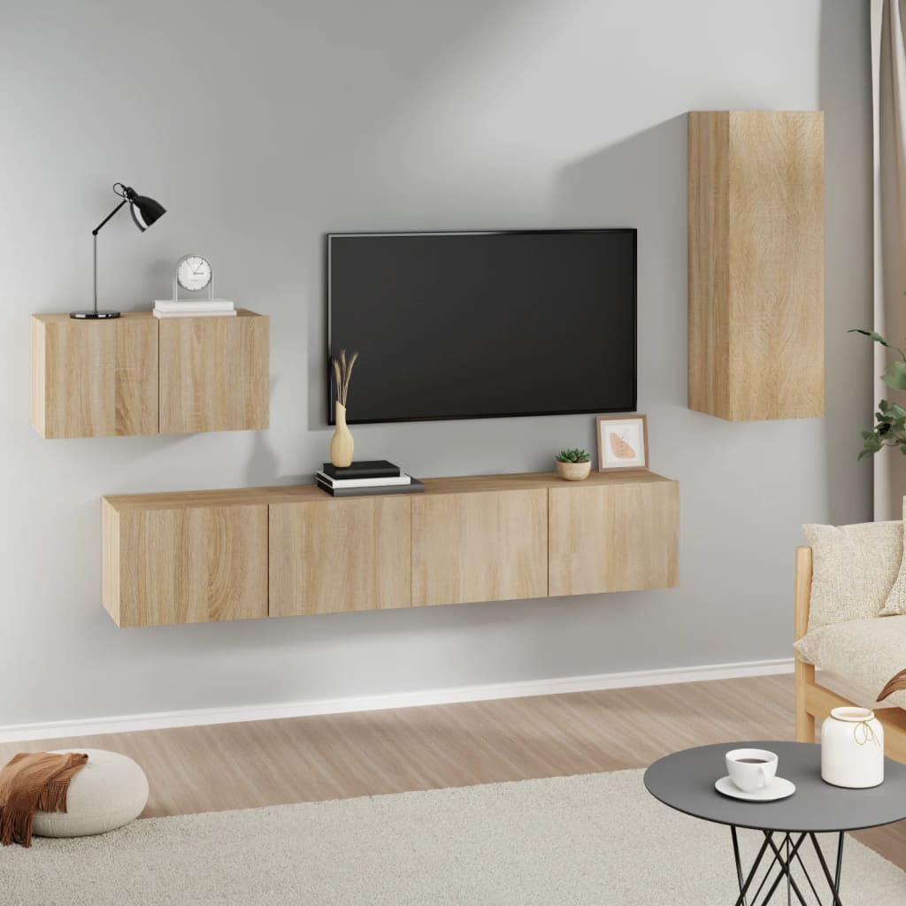 vidaXL Ensemble de meubles TV 4 pcs Chêne sonoma Bois d'ingénierie