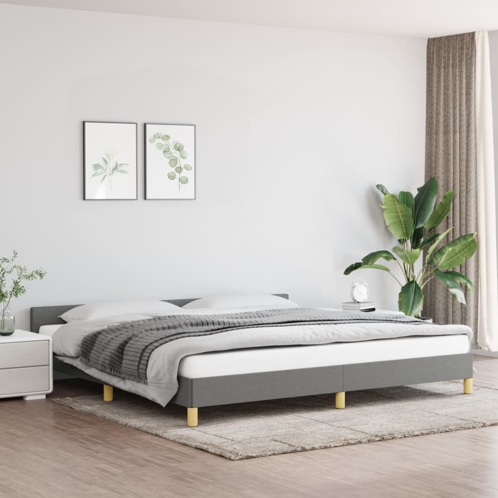 vidaXL Cadre de lit sans matelas gris foncé 200x200 cm tissu