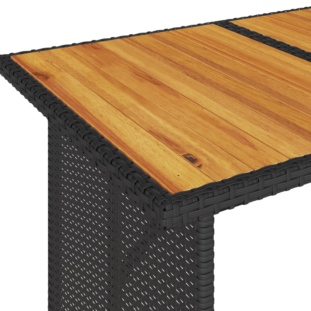 vidaXL Table de jardin et dessus en bois noir 110x68x70 cm poly rotin