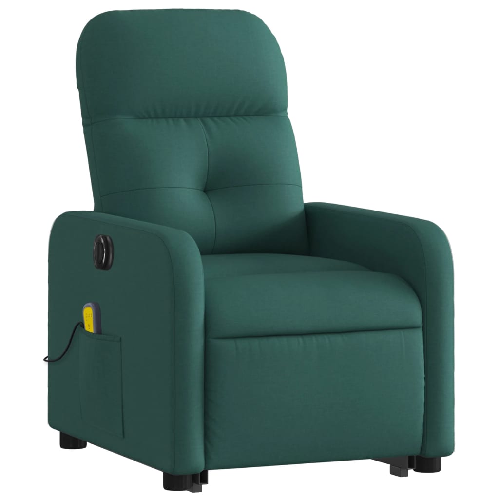 vidaXL Fauteuil inclinable de massage électrique Vert foncé Tissu