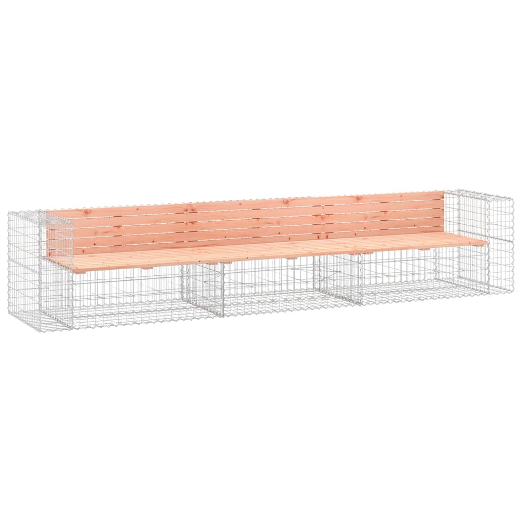 vidaXL Banc jardin design gabion 347x71x65,5 cm bois massif de douglas