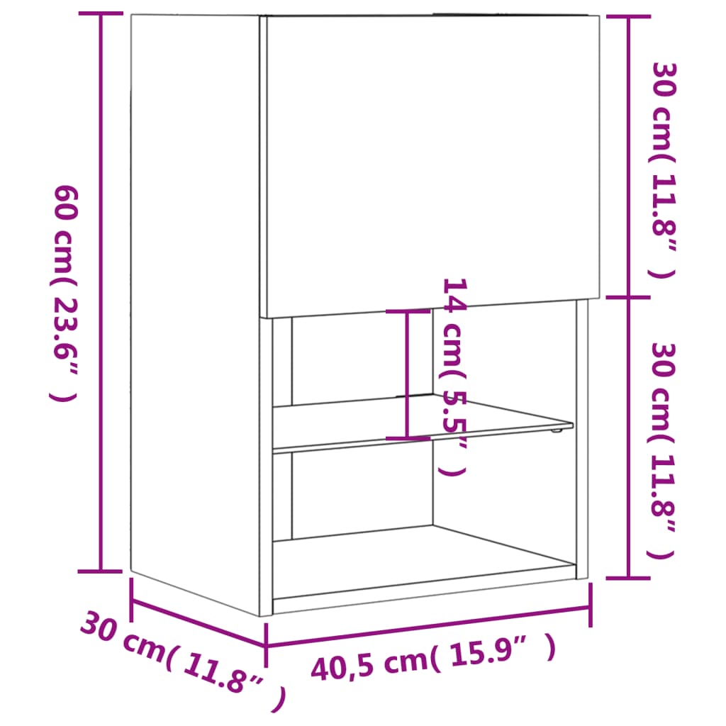 vidaXL Meubles TV avec lumières LED 2 pcs chêne marron 40,5x30x60 cm