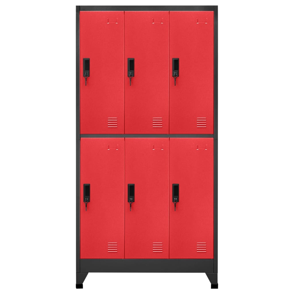 vidaXL Armoire à casiers Anthracite et rouge 90x45x180 cm Acier