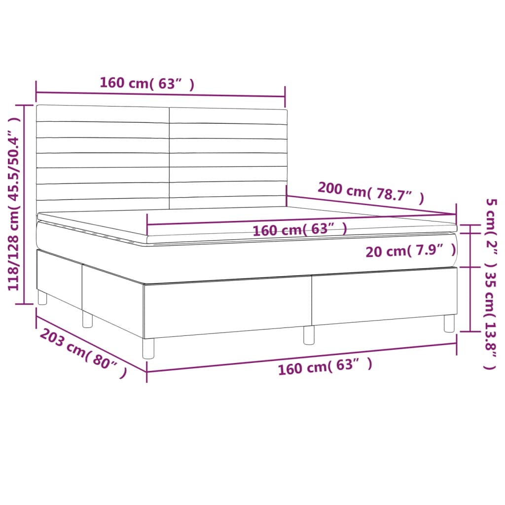 vidaXL Sommier à lattes de lit avec matelas LED Bleu foncé 160x200 cm