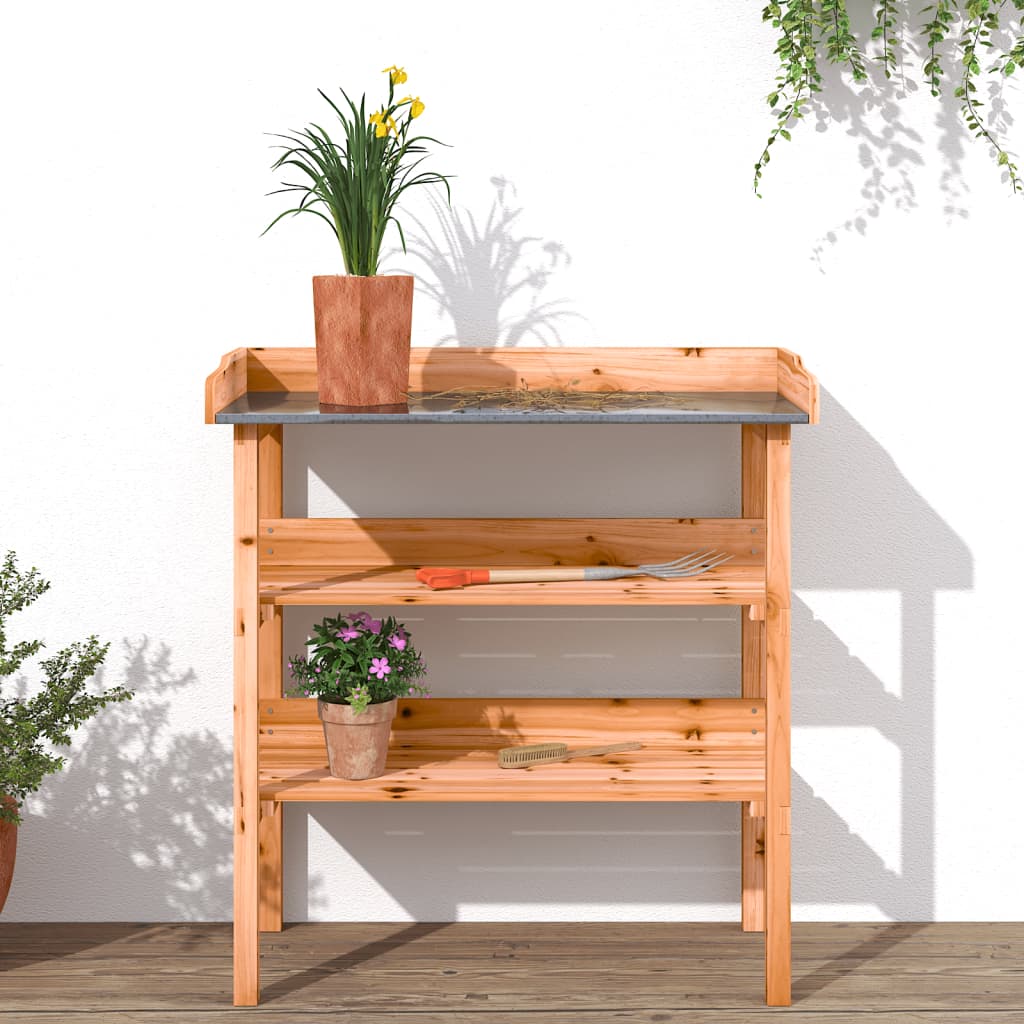 vidaXL Table à plantes avec étagères marron 78x38x82,5cm bois de sapin