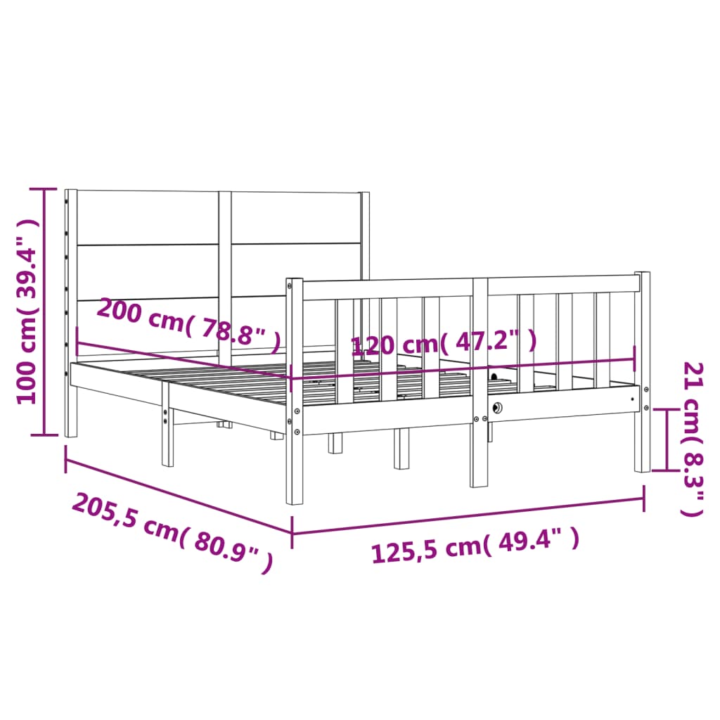 vidaXL Cadre de lit sans matelas 120x200 cm bois de pin massif