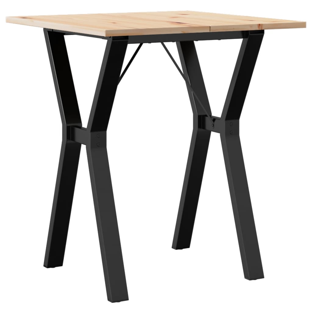 vidaXL Table à manger cadre en Y 70x70x75 cm bois de pin massif acier