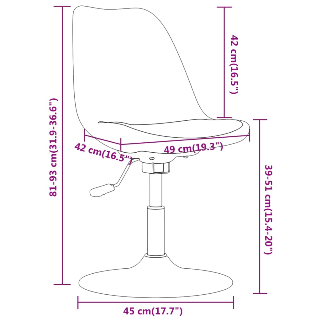 vidaXL Chaises pivotantes à manger lot de 4 Crème Tissu