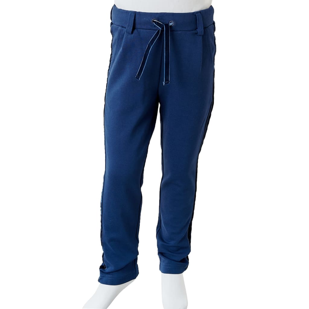 Pantalons pour enfants avec bordures noires bleu marine 116