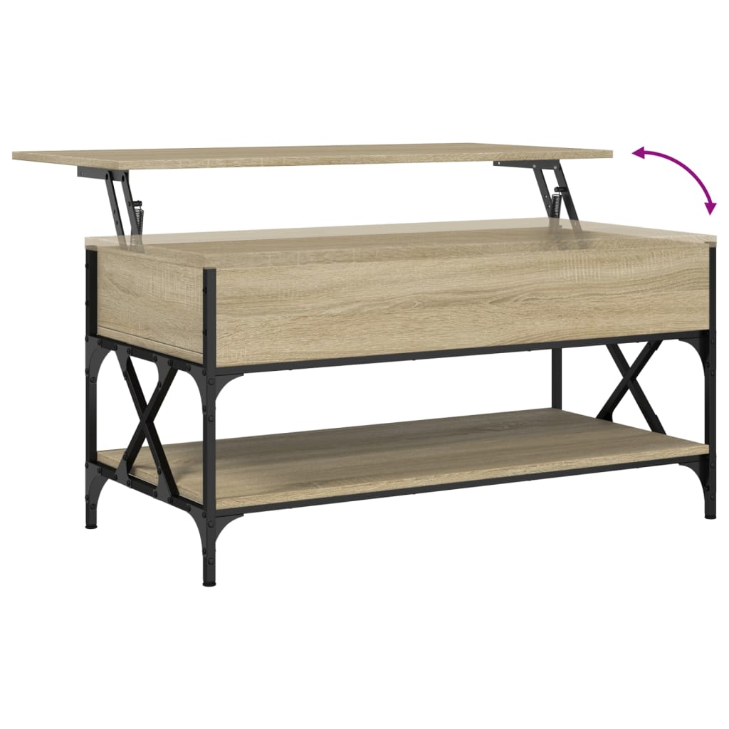 vidaXL Table basse chêne sonoma 100x50x50cm bois d'ingénierie et métal