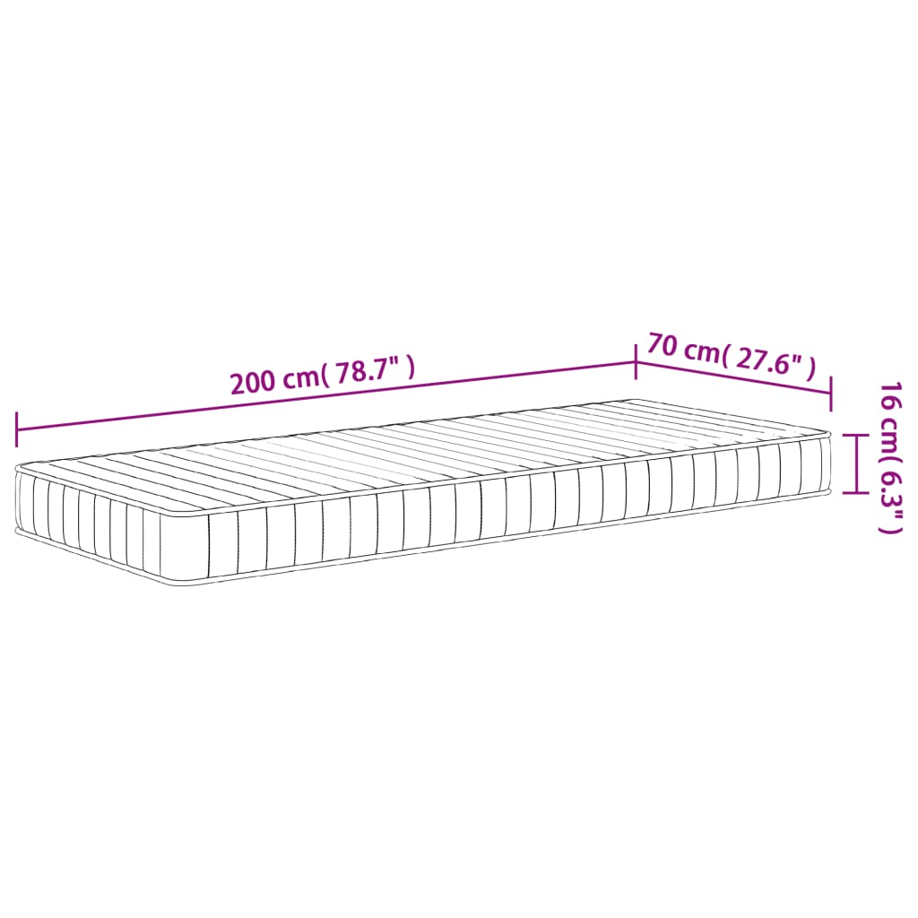 vidaXL Matelas en mousse moyennement doux 70x200 cm