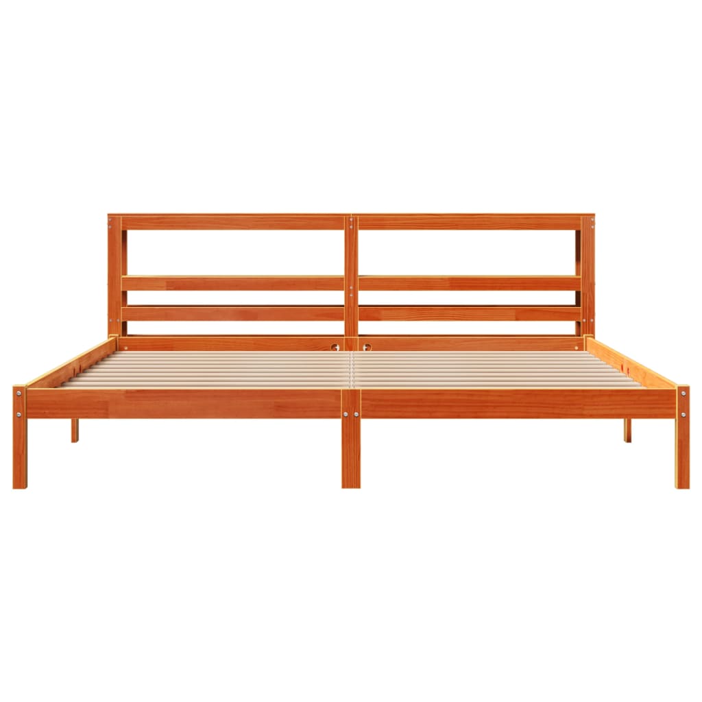 vidaXL Cadre de lit et tête de lit sans matelas cire marron 200x200 cm