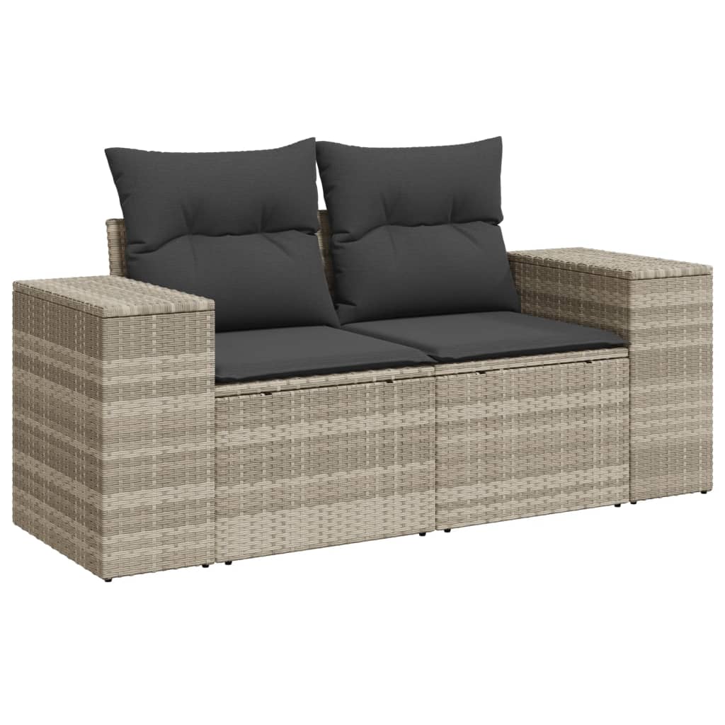 vidaXL Salon de jardin 8 pcs avec coussins gris clair résine tressée