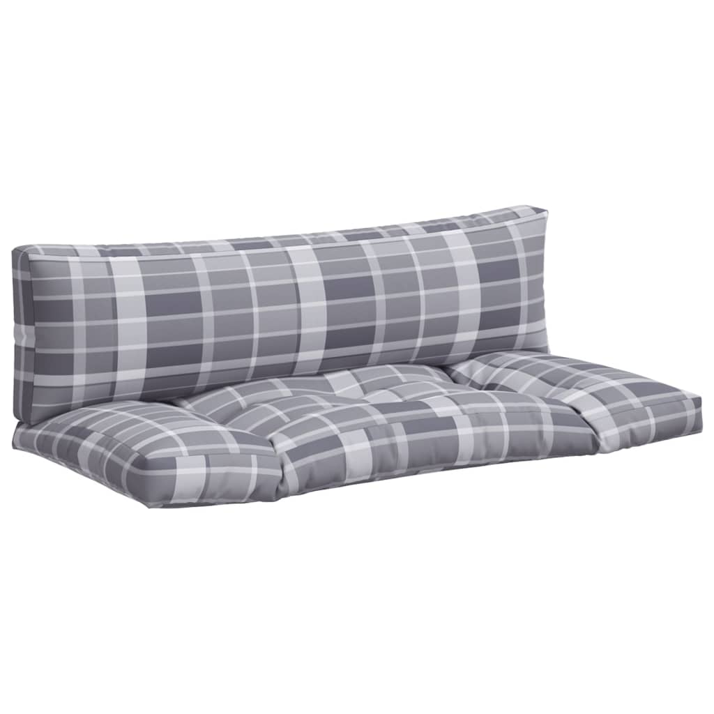 vidaXL Coussins de palette lot de 2 motif à carreaux gris tissu