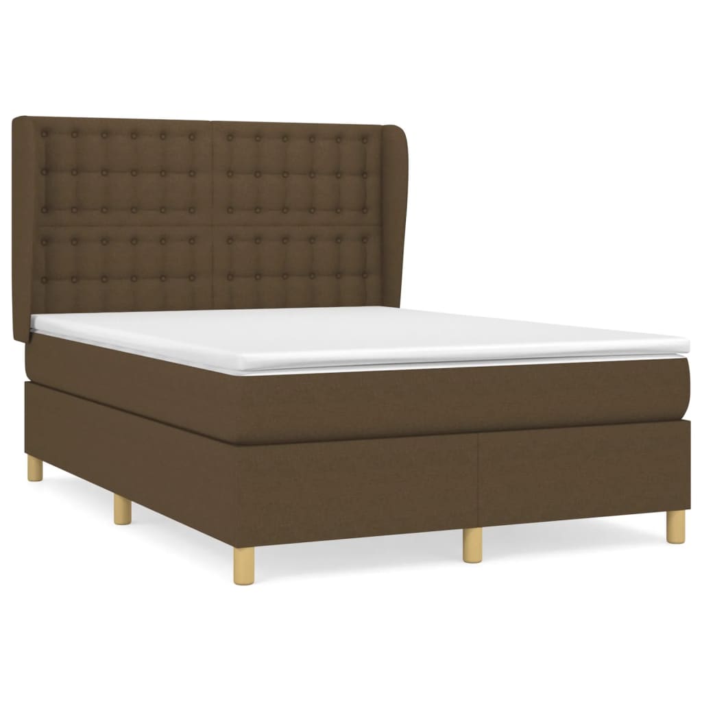 vidaXL Sommier à lattes de lit avec matelas Marron foncé 140x200 cm