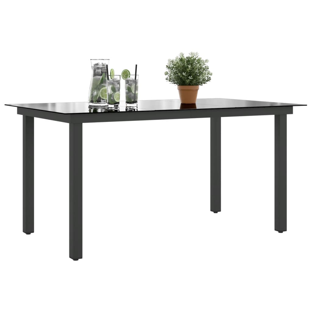 vidaXL Table de jardin Noir 150x90x74 cm Aluminium et verre