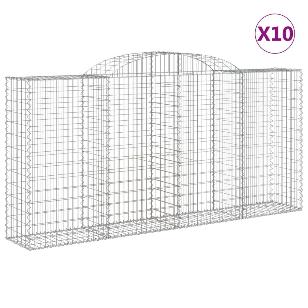 vidaXL Paniers à gabions arqués 10 pcs 300x50x140/160 cm fer galvanisé