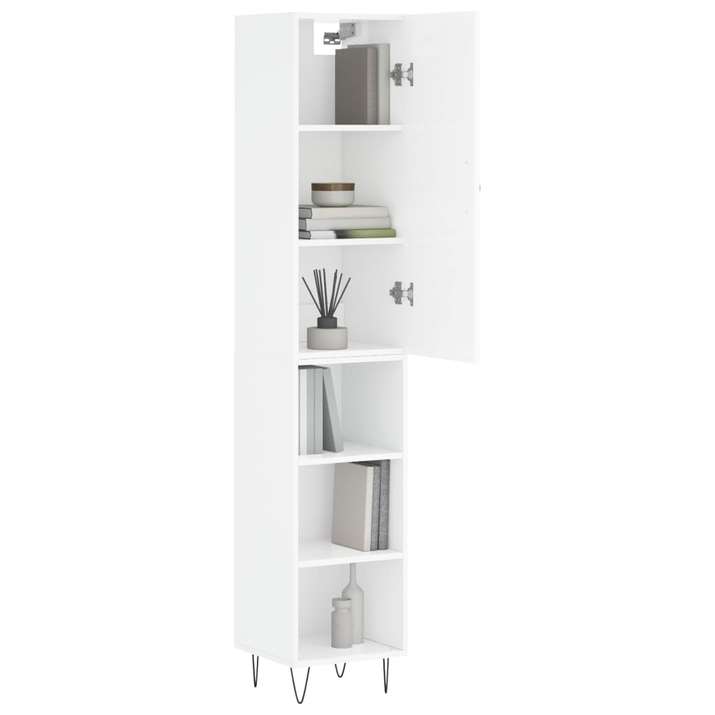 vidaXL Buffet haut Blanc brillant 34,5x34x180 cm Bois d'ingénierie