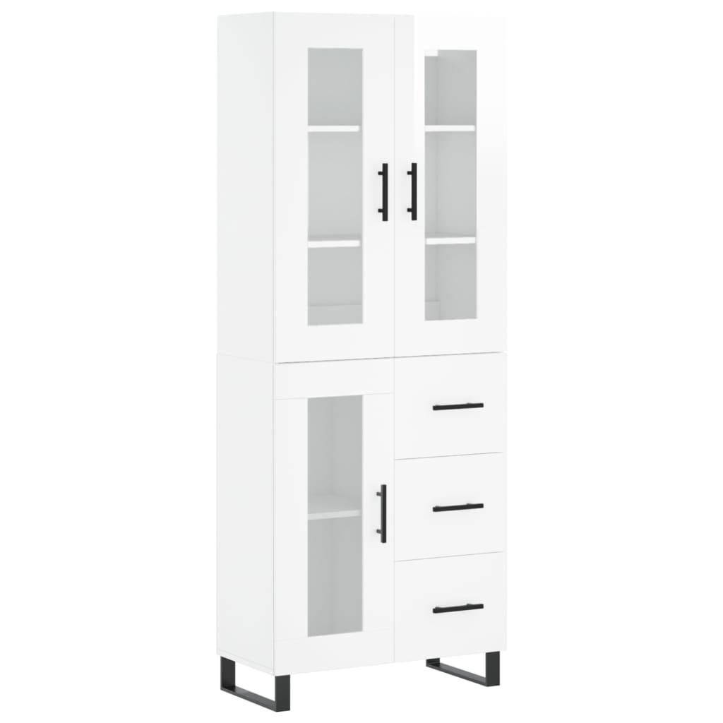 vidaXL Buffet haut Blanc brillant 69,5x34x180 cm Bois d'ingénierie