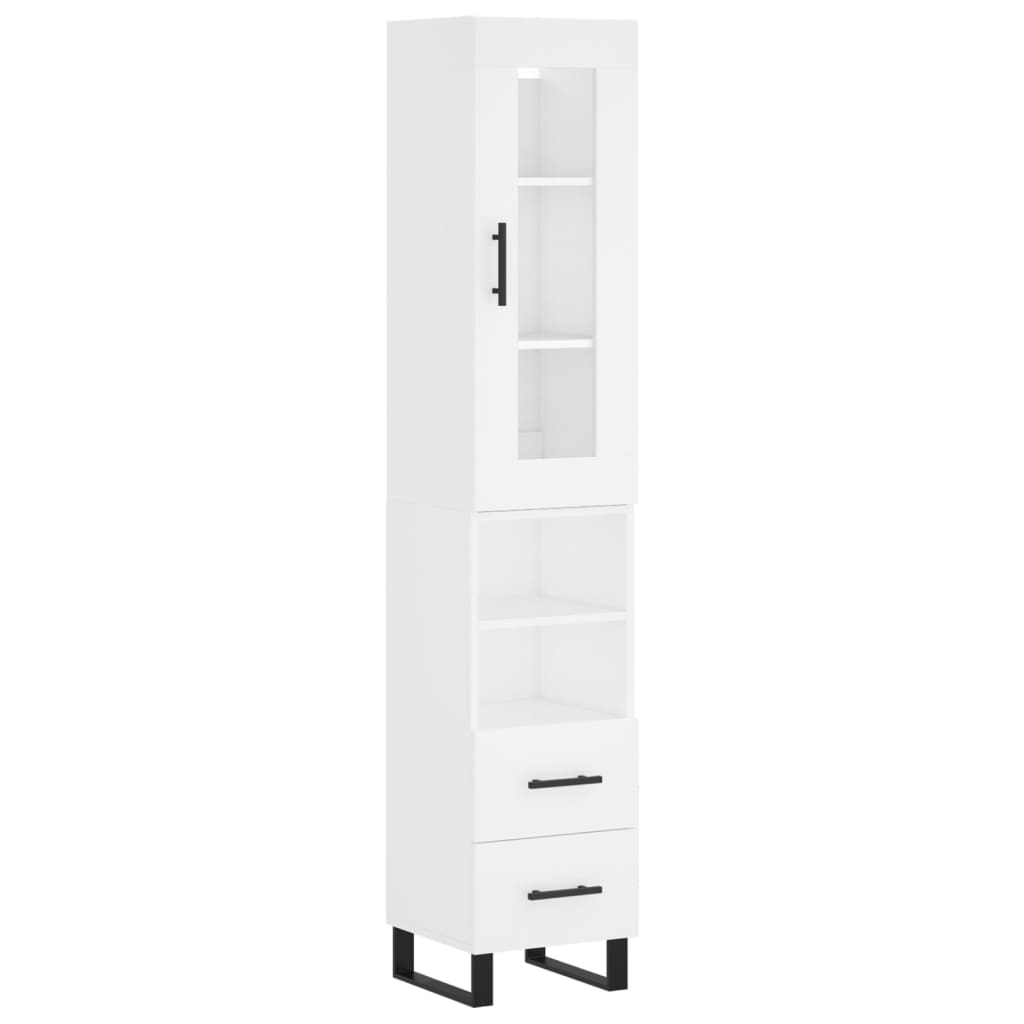 vidaXL Buffet haut Blanc 34,5x34x180 cm Bois d'ingénierie