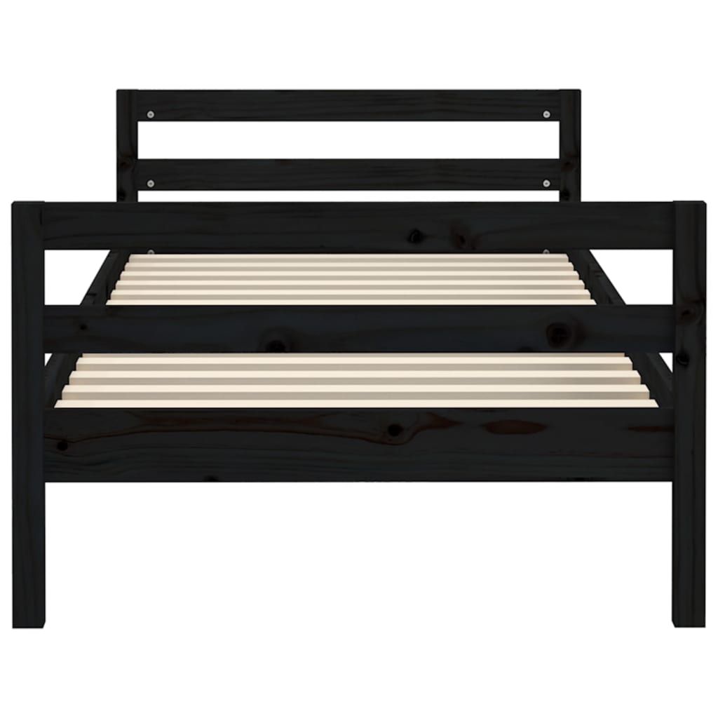 vidaXL Cadre de lit sans matelas noir 75x190 cm bois de pin massif