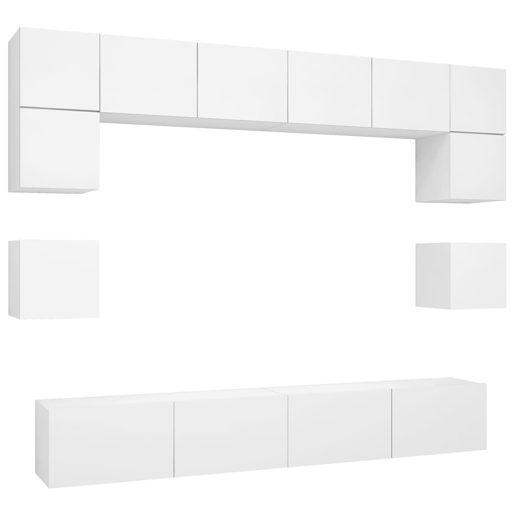 vidaXL Ensemble de meubles TV 8 pcs Blanc Bois d'ingénierie