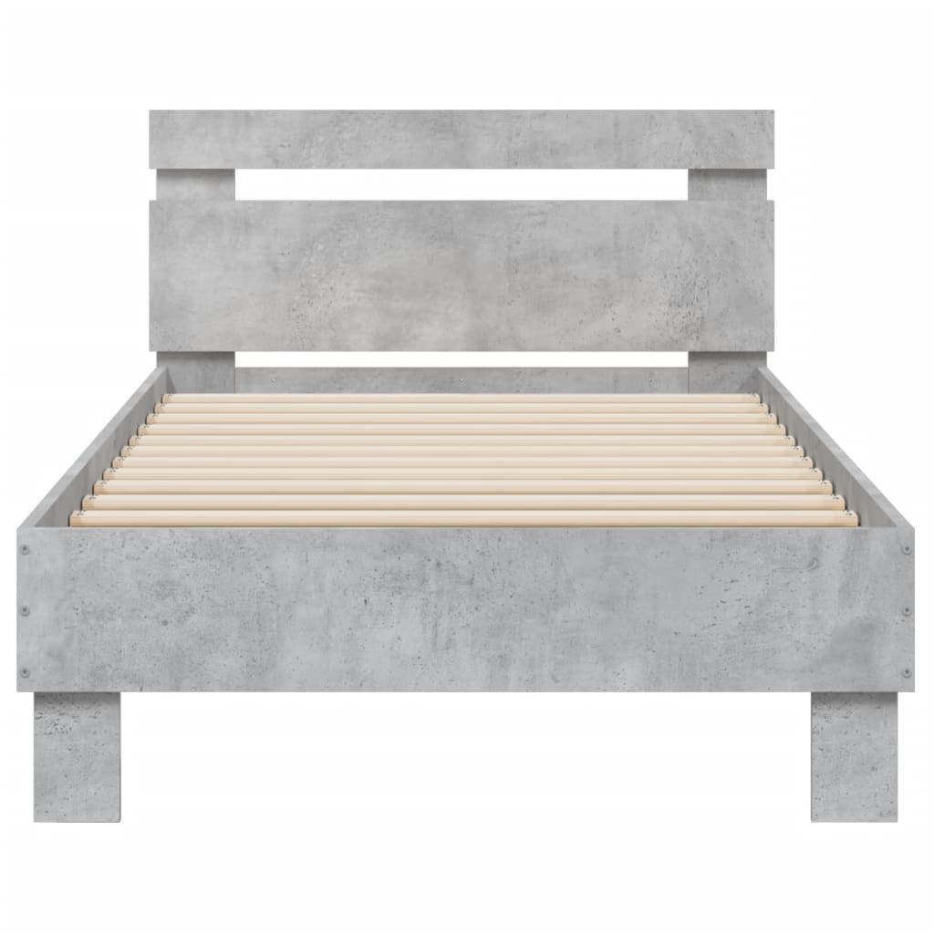 vidaXL Cadre de lit sans matelas avec lumières LED gris béton 90x190cm