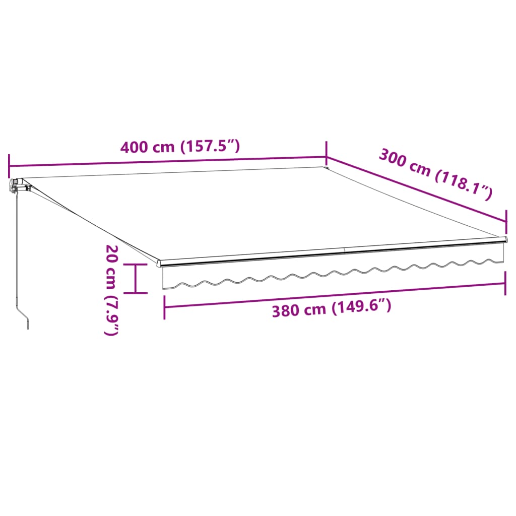 vidaXL Auvent rétractable automatique bordeaux 400x300 cm