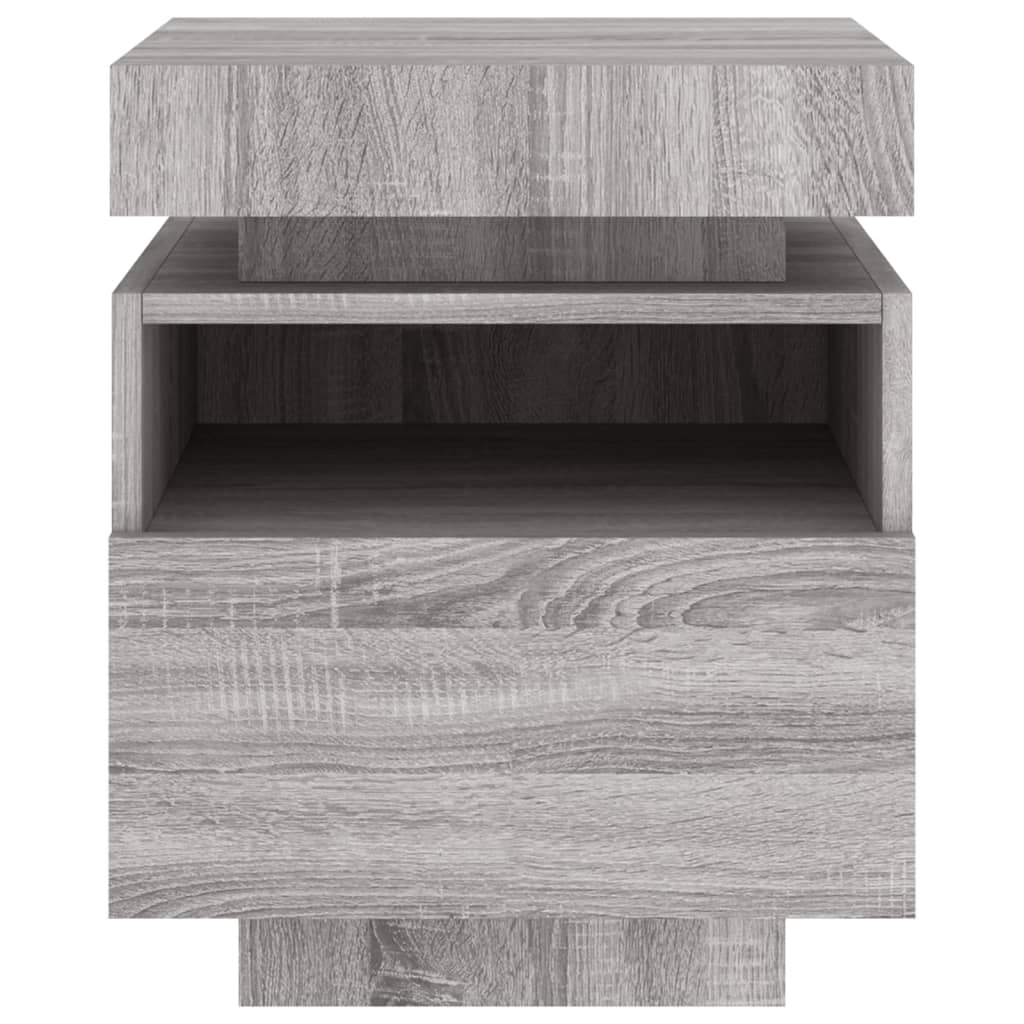 vidaXL Armoire de chevet avec lumières LED sonoma gris 40x39x48,5 cm