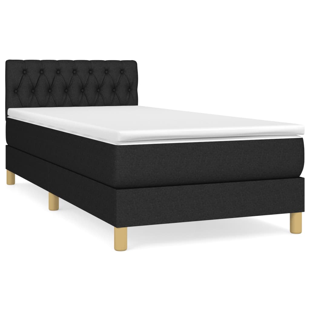 vidaXL Sommier à lattes de lit avec matelas Noir 90x190 cm Tissu