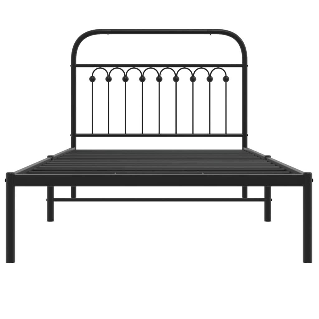 vidaXL Cadre de lit métal sans matelas avec tête de lit noir 100x200cm